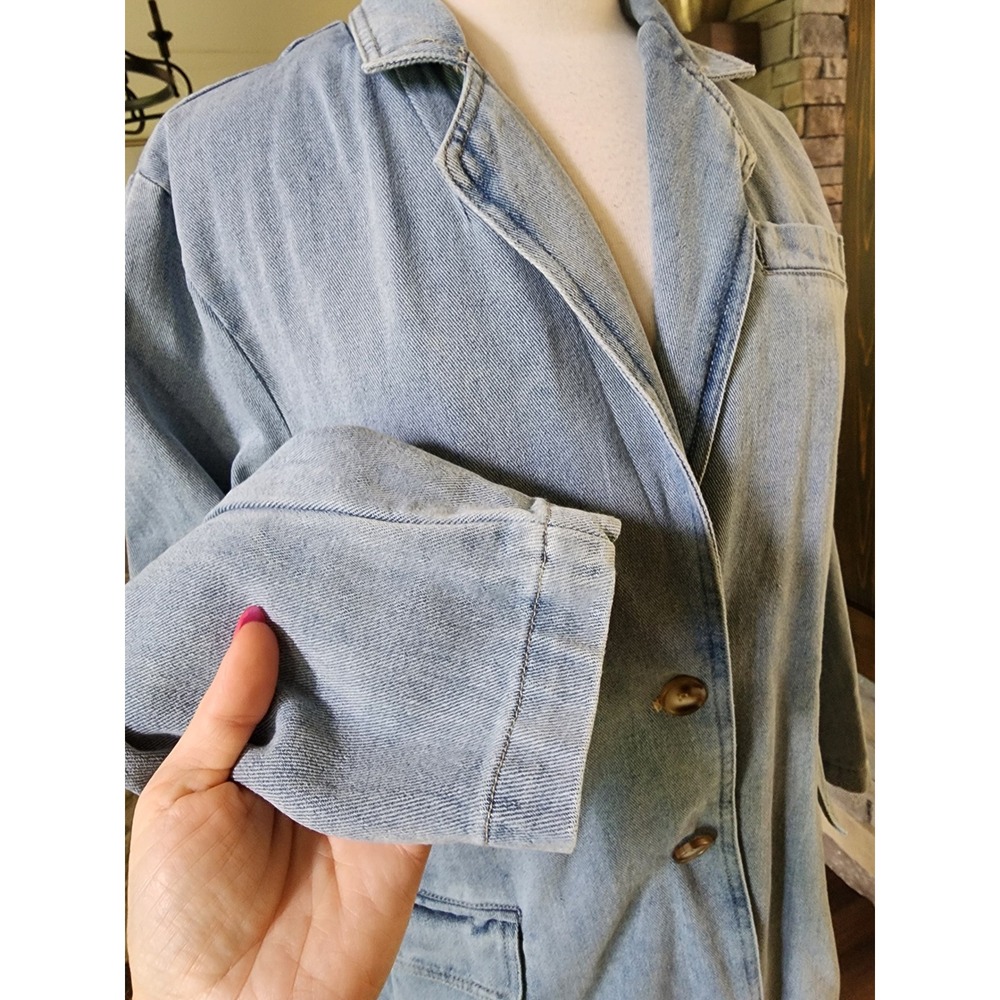Entro Boutique Womens Light Wash Denim Blazer Jacket Size M‎ 100% Cotton Blue - Picture 4 of 9